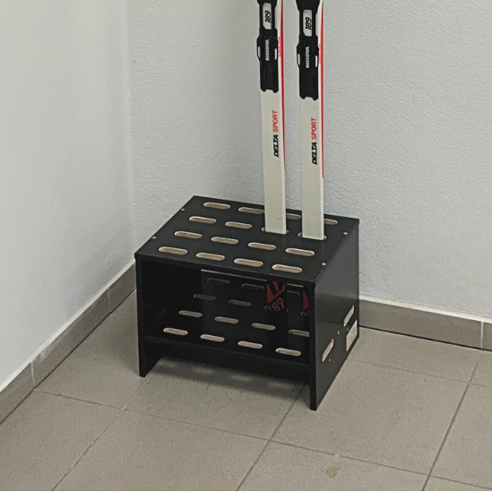 Wooden stand for 8 pairs of cross‑country skis